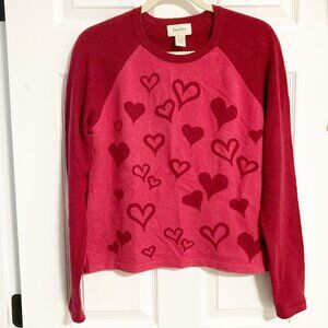 Neiman Marcus 100% Cashmere Sweater Heart Print Size XL